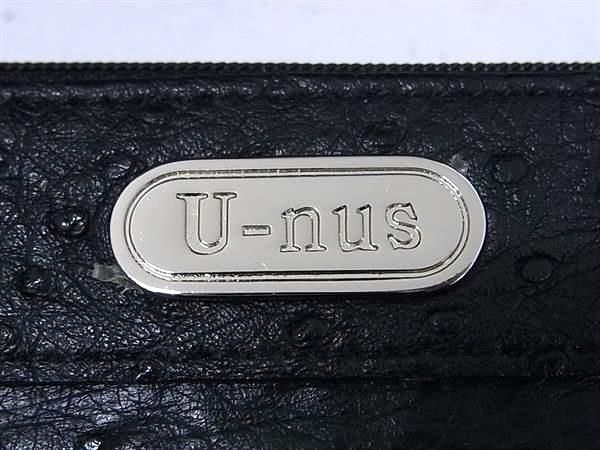 1円 ■極上■本物■極美品■ U-nus ユーナス オーストリッチ ケリー型 ポーチ付き 2WAY ハンドバッグ ショルダー ブラック系 BJ1302_画像7