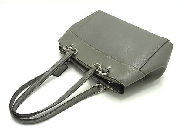 1円 ■美品■ COACH コーチ F25397 ラグジュアリー クロスグレーン レザー 2WAY ハンドバッグ ショルダー 斜め掛け グレー系 FC1360_画像3