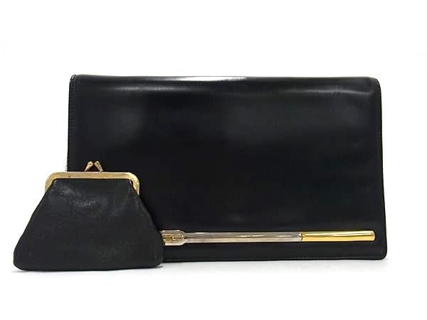 1円 ■美品■ ChristianDior ディオール ヴィンテージ レザー 小銭入れ付き クラッチバッグ セカンドバッグ ブラック系 BF6872_画像1