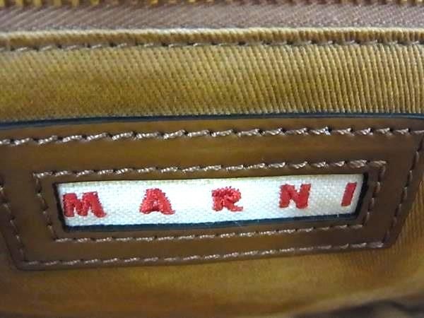 1円 ■極美品■ MARNI マルニ ストロー×レザー 2WAY ハンドバッグ ショルダーバッグ レディース ブラウン系 FC0304の画像6