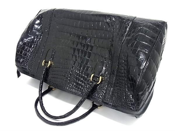 1 иен # первоклассный # подлинный товар # крокодил ручная сумочка большая сумка сумка "Boston bag" мужской женский оттенок черного AX5819
