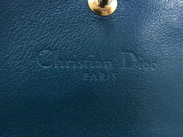 1円 ■美品■ ChristianDior クリスチャンディオール カナージュ パテントレザー 二つ折り 財布 ウォレット ブルーグリーン系 AZ0801_画像6