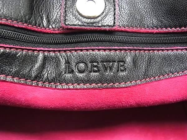 1円 ■美品■ LOEWE ロエベ アナグラム アマソナ フスタ レザー ハンドバッグ トートバッグ レディース ブラック系 FC0174の画像6