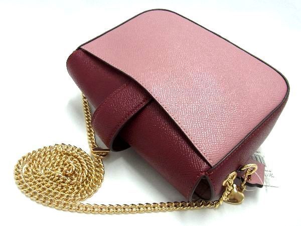 1 jpy # new goods # unused # COACH Coach C5117 leather chain shoulder bag pochette lady's pink series × bordeaux series AR5589