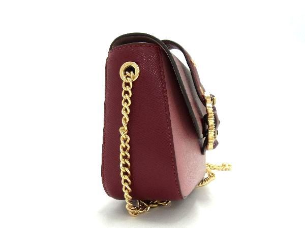 1 jpy # new goods # unused # COACH Coach C5117 leather chain shoulder bag pochette lady's pink series × bordeaux series AR5589