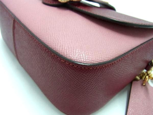 1 jpy # new goods # unused # COACH Coach C5117 leather chain shoulder bag pochette lady's pink series × bordeaux series AR5589