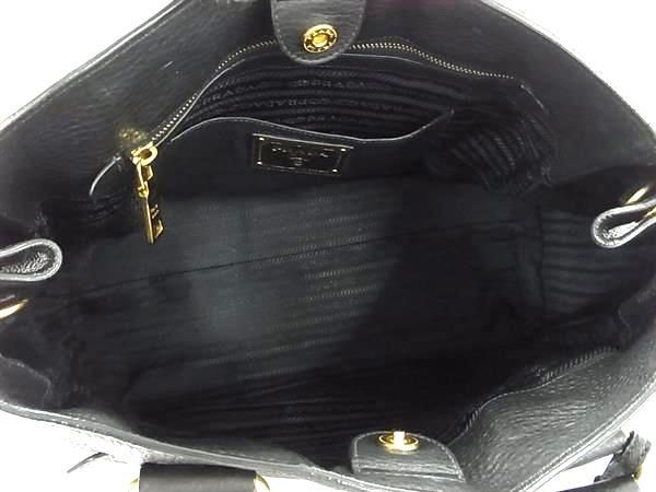 1円 ■美品■ PRADA プラダ レザー トートバッグ ショルダー 肩掛けかばん レディース ブラック系 FC0324_画像5