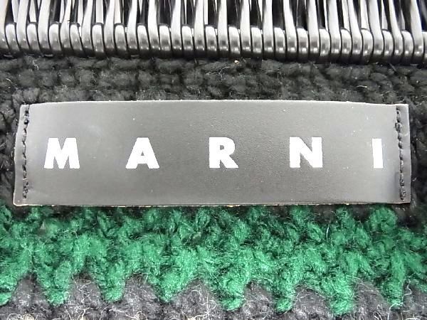 1円 ■新品同様■ MARNI MARKET マルニ マーケット クロシェ フレームバッグ ウール ハンドバッグ グリーン系×ブラック系 AQ4896_画像8