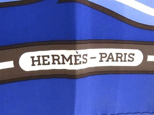 1円 ■美品■ HERMES エルメス QUADRIGE カレ90 シルク100% 馬柄 大判 スカーフ ショール レディース ブルー系×マルチカラー AY0943_画像4