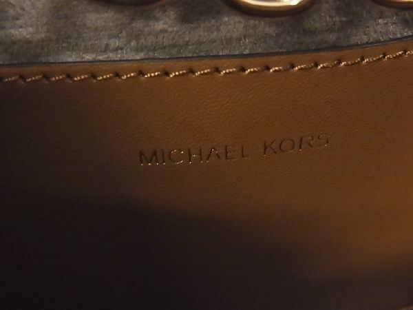 1円 ■新品■未使用■ MICHAEL KORS マイケルコース MK柄 PVC×レザー チェーン ショルダーバッグ 斜め掛け ホワイト系×ブラウン系 AQ4705_画像8