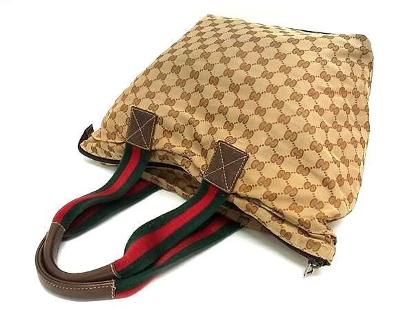 1円 GUCCI グッチ 131231 1669 シェリーライン GG柄 GGキャンバス×レザー トートバッグ ショルダー 肩掛けかばん ブラウン系 AX6049_画像3