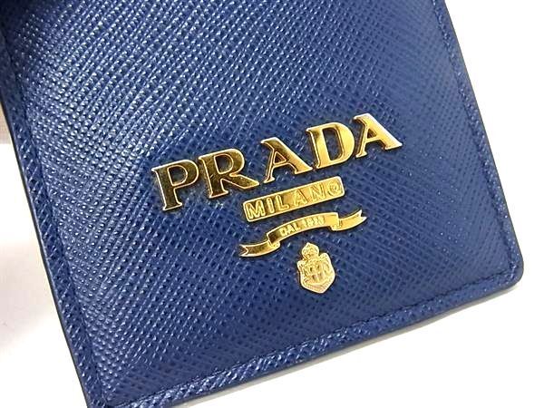 1円 PRADA プラダ サフィアーノレザー ネックストラップ カードケース パスケース 定期入れ メンズ レディース ブルー系 AW4275_画像3