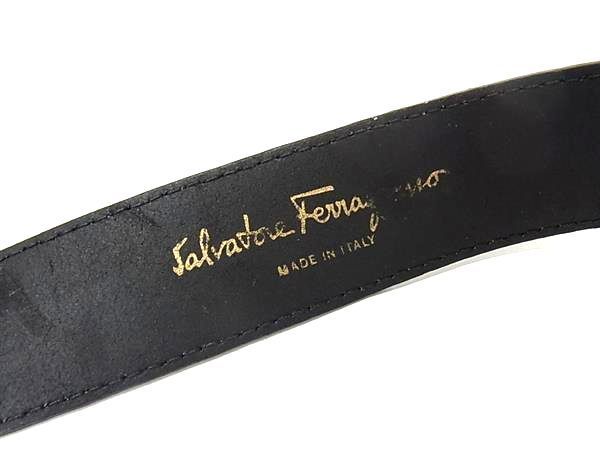 1円 ■美品■ Salvatore Ferragamo フェラガモ レザー ゴールド金具 ベルト レディース ブラック系 BF6687_画像4