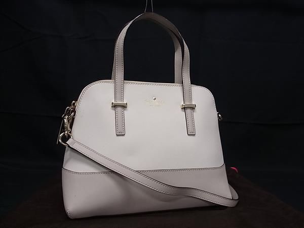 1円 ■美品■ kate spade ケイトスペード PXRU4471 レザー 2WAY ハンドバッグ ショルダー 斜め掛け レディース ホワイト系 FC1878_画像1