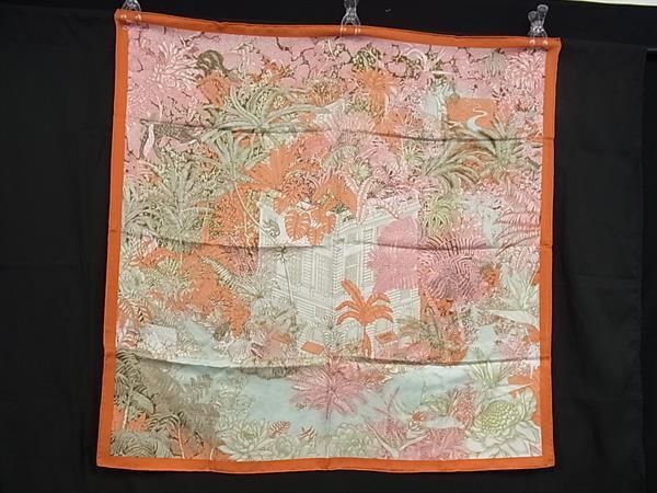 1円 ■極美品■ HERMES エルメス FAVBOVRG TROPICAL【フォーブル トロピカル】カレ90 シルク100％ スカーフ ストール オレンジ系 BK0581_画像1