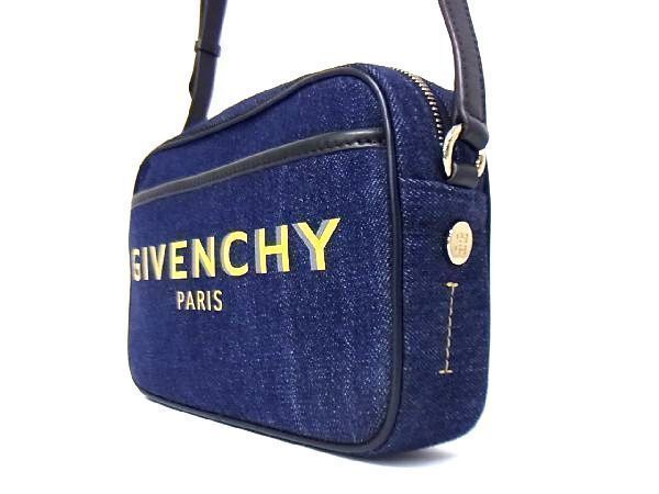 ■新品同様■ GIVENCHY ジバンシィ デニム ゴールド金具 ショルダーバッグ ポシェット 斜め掛け 肩掛け レディース ネイビー系 Z1732ウN_画像3