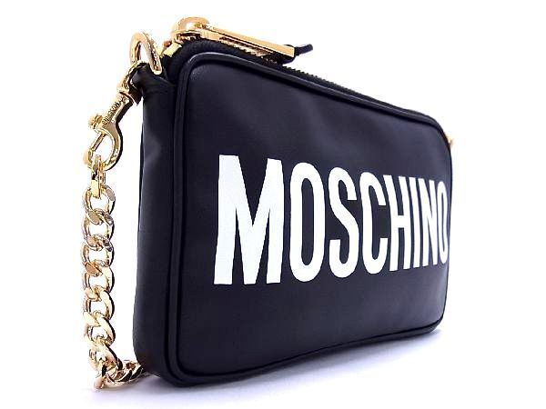 1円 ■新品■未使用■ MOSCHINO モスキーノ レザー チェーン クロスボディ ショルダーバッグ 斜め掛け レディース ブラック系 AL8451_画像2