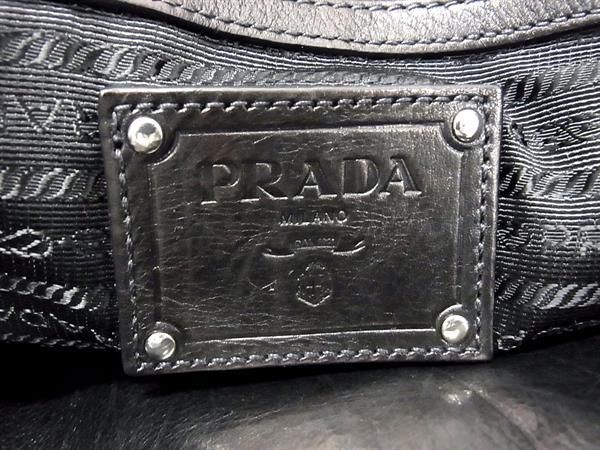 1円 ■美品■ PRADA プラダ レザー トートバッグ ハンドバッグ レディース ブラック系 FA1376_画像6