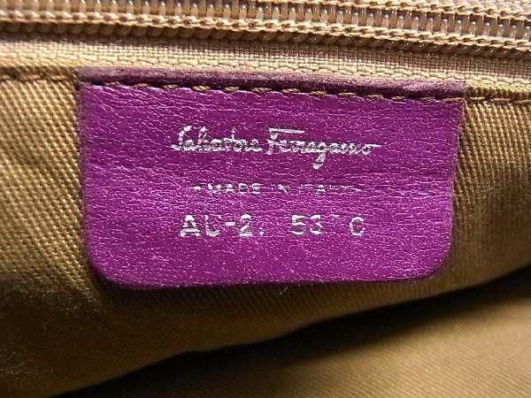 1円 Salvatore Ferragamo フェラガモ AU-21 5370 ガンチーニ レザー ハンドバッグ ショルダー 肩掛け レディース パープル系 BJ1867_画像6