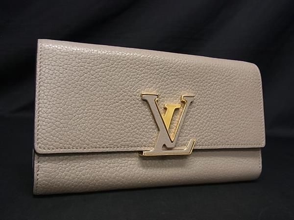 1円 LOUIS VUITTON ルイヴィトン M61249 トリヨンレザー ポルトフォイユ カプシーヌ 二つ折り 長財布 ウォレット ガレ グレージュ系 CC2221_画像1