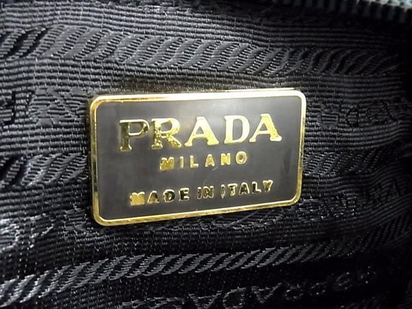 1円 ■美品■ PRADA プラダ B 3811 テスートナイロン メタルハンドル ハンドバッグ トートバッグ レディース ブラック系 AX5877_画像6