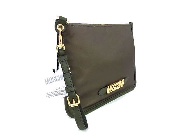 1円 ■新品■未使用■ MOSCHINO モスキーノ ナイロン×レザー クラッチバッグ セカンドバッグ レディース カーキ系 BF2891_画像2