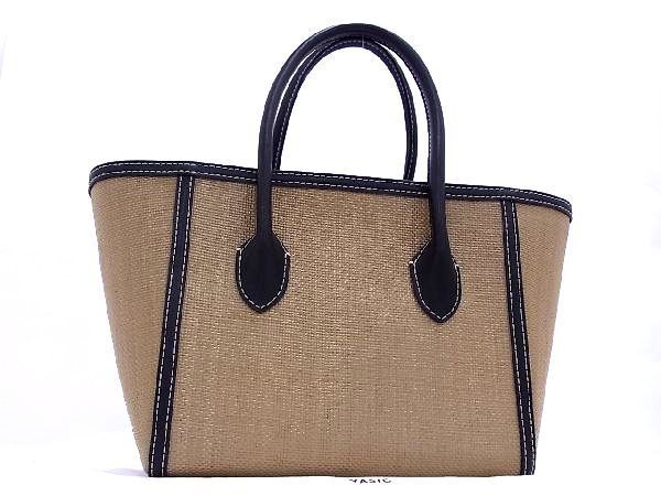 1 иен # новый товар # не использовался # VASICvajik Jules черновой .a× кожа корзина сумка ручная сумочка большая сумка оттенок бежевого × оттенок черного AM6011