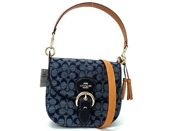 1 jpy # new goods # unused # COACH Coach C8514 signature clio Denim multi tassel 2WAY handbag shoulder navy series BB6002