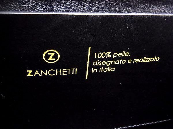 1円 ■新品同様■ ZANCHETTI ザンケッティ ゼータ 55 イタリア製 レザー ショルダーバッグ 斜め掛けかばん ブラック系 AC3113の画像9