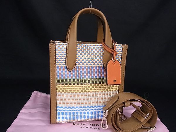 1円 ■新品■未使用■kate spade ケイトスペード K7772 マンハッタン キャンバス 2WAY ハンドバッグ ショルダー マルチカラー BG1390_画像1