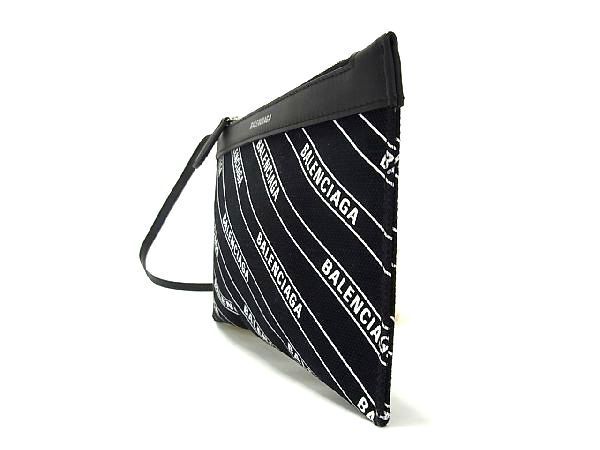 1 иен # как новый # BALENCIAGA Balenciaga парусина × кожа клатч внутренний сумка мульти- кейс оттенок черного AP8826