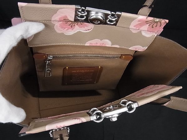 1 jpy # rare # as good as new # COACH Coach 93969to loop tote bag Sakura bro Sam leather 2WAY shoulder bag pink series AQ4765