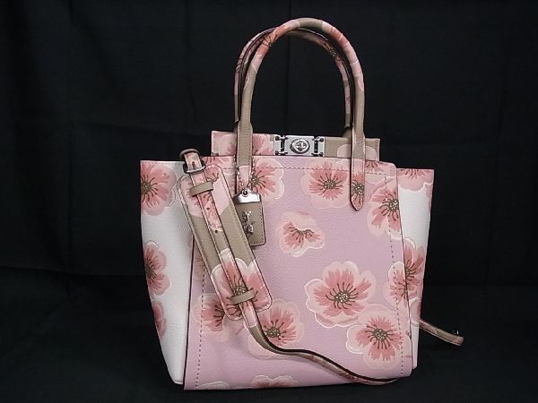 1 jpy # rare # as good as new # COACH Coach 93969to loop tote bag Sakura bro Sam leather 2WAY shoulder bag pink series AQ4765