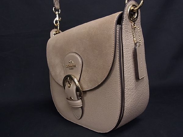 1 jpy # new goods # unused # COACH Coach CA424 clio suede × leather 2WAY handbag shoulder bag diagonal .. beige group BB6005