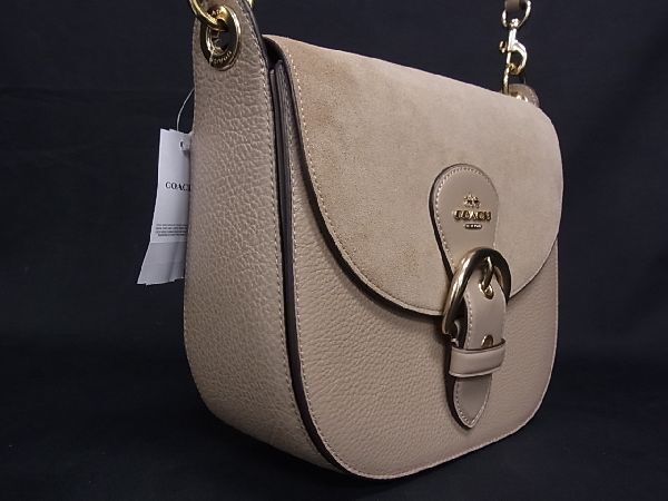 1 jpy # new goods # unused # COACH Coach CA424 clio suede × leather 2WAY handbag shoulder bag diagonal .. beige group BB6005