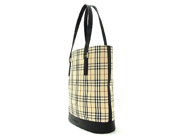 1円 ■新品■未使用■ BURBERRY バーバリー ノバチェック キャンバス ショルダーバッグ トートバッグ ベージュ系×ブラック系 AQ3473_画像3