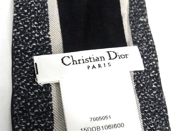 1円 ChristianDior ディオール ミッツァ トロッター シルク100% リボンスカーフ ツイリー レディース ネイビー系 AV9845_画像3