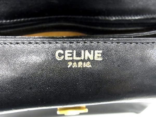 1円 CELINE セリーヌ ヴィンテージ レザー クロスボディ ショルダーバッグ 肩掛け 斜め掛けかばん レディース ブラック系 AW3698_画像6