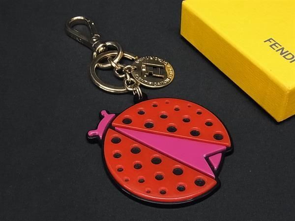 1 jpy # beautiful goods # FENDI Fendi ladybug key holder key ring bag charm lady's men's red group AV9481