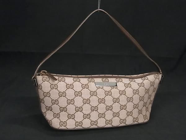 1円 ■極美品■ GUCCI グッチ 07193 002122 GG柄 GGキャンバス ハンドバッグ ミニバッグ アクセサリーポーチ ピンク系×ブラウン系 AX4156_画像1