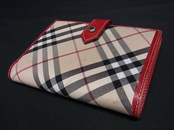 1円 ■美品■ BURBERRY バーバリーブルーレーベル ナイロン×レザー チェック柄 二つ折り 財布 ウォレット レディース ベージュ系 FA2579_画像2