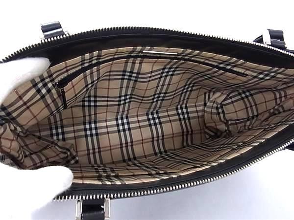 1円 ■美品■ BURBERRY バーバリー レザー ハンドバッグ トートバッグ ショルダーバッグ 肩掛けかばん レディース ブラック系 FC1652_画像5