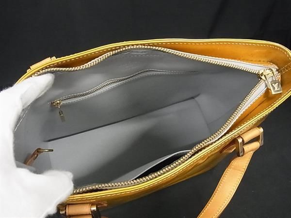 1円 LOUIS VUITTON ルイヴィトン M91053 モノグラムヴェルニ ヒューストン ハンドバッグ トート ショルダー グリ イエロー系 FC0216_画像5