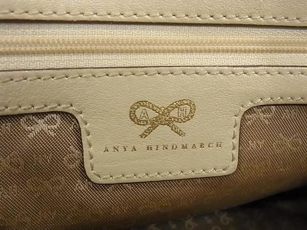 1円 ■美品■ ANYA HINDMARCH アニヤハインドマーチ レザー タッセル 2WAY ショルダー ハンドバッグ レディース アイボリー系 BF6747_画像6