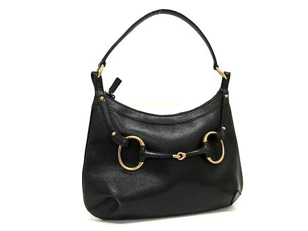 1円 GUCCI グッチ 114890 ホースビット レザー ハンドバッグ ワンショルダーバッグ 肩掛け レディース ブラック系 AW3525_画像1