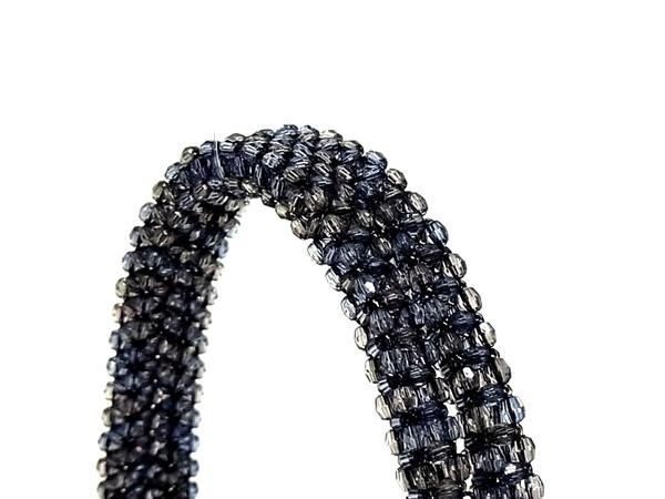 1 jpy # beautiful goods # ANTEPRIMA Anteprima beads × fur handbag tote bag lady's dark gray series BI1552