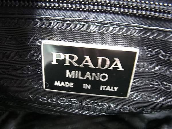 1円 PRADA プラダ テスートナイロン×サフィアーノレザー ボストンバッグ メンズ ブラック系 CD1610_画像6