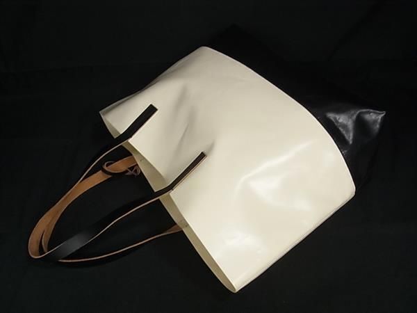 1 иен # прекрасный товар # MARNI Marni TRIBECA PVC большая сумка сумка на плечо ручная сумочка женский слоновая кость серия × оттенок черного AY1537