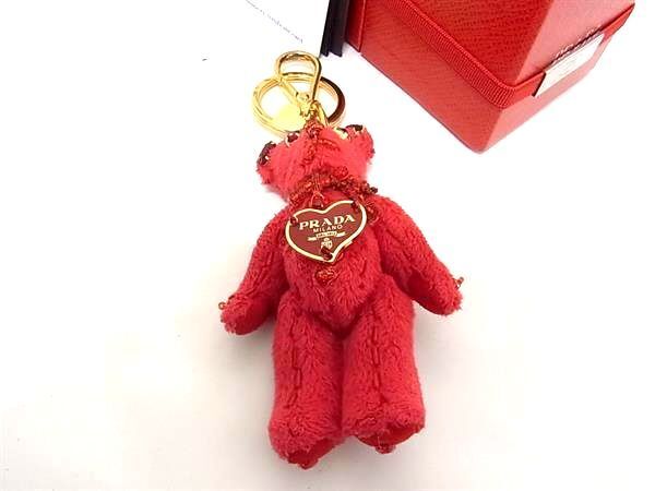 1 jpy # ultimate beautiful goods # PRADA Prada beads Bear .. key holder backpack lady's red group FC1439