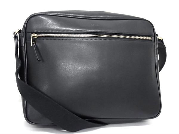 1 jpy # beautiful goods # Paul Smith Paul Smith leather shoulder bag Cross body diagonal .. men's black group FC1609